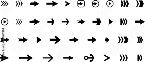 Arrows set. Arrow icon collection. Black arrows isolated on white. Arrow vector icon flat style