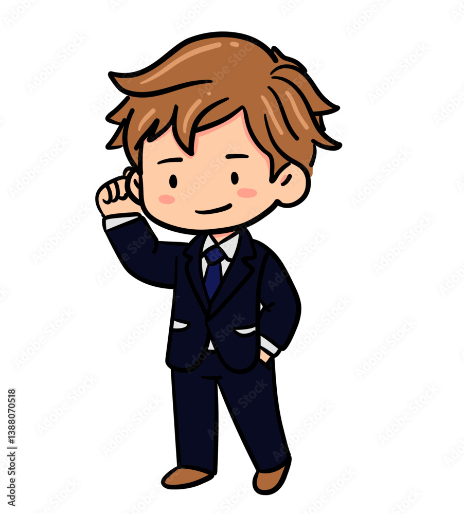 cute business man acting hearing in doodle style illustration cute business man acting hearing in doodle style illustration