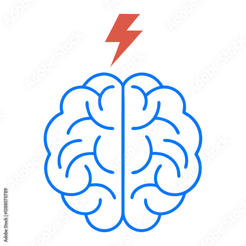 Brain with Lightning Bolt — Mental Overload Symbol