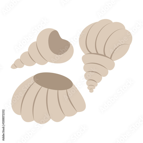 Underwater Plants and Seashells Vector Illustration