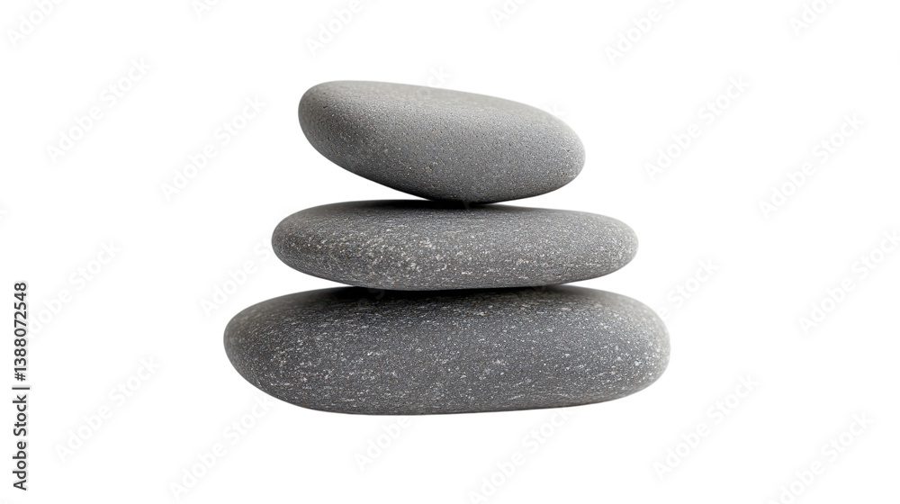 Stacked smooth grey stones on a white background Stacked smooth grey stones on a white background
