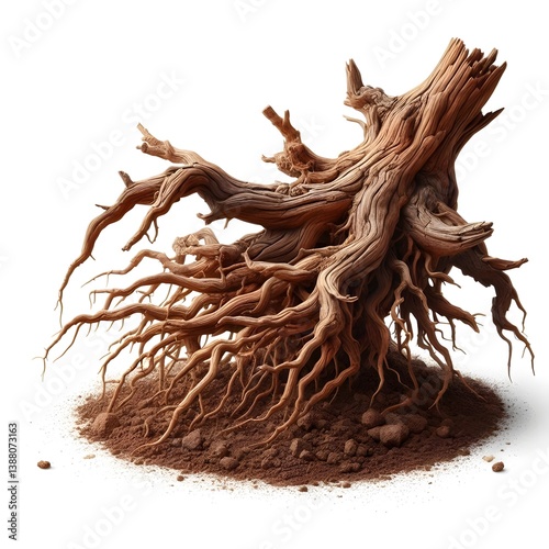 dry tree taproot isolated on white background 3