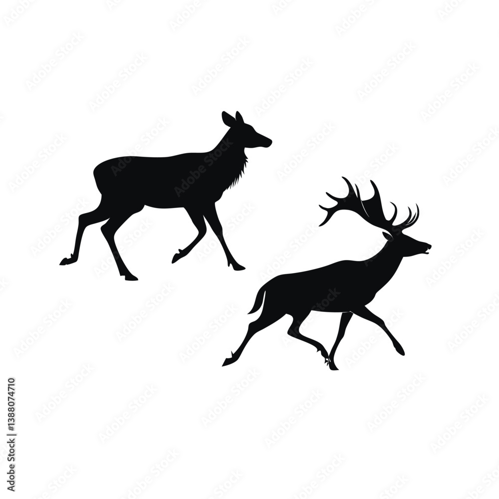 Obraz premium Elegant deer silhouette vector showcasing a leaping form