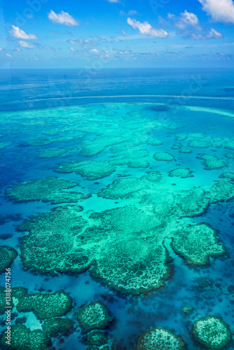 Obraz na plátně Aerial view of part of the Great Barrier Reef, the world's largest coral reef system composed of over 2,900 individual reefs and 900 islands
