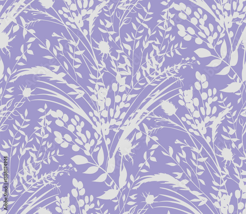 Seamless botanical pattern with boho style fern branches and leaves drawn for summer clothes for textile
