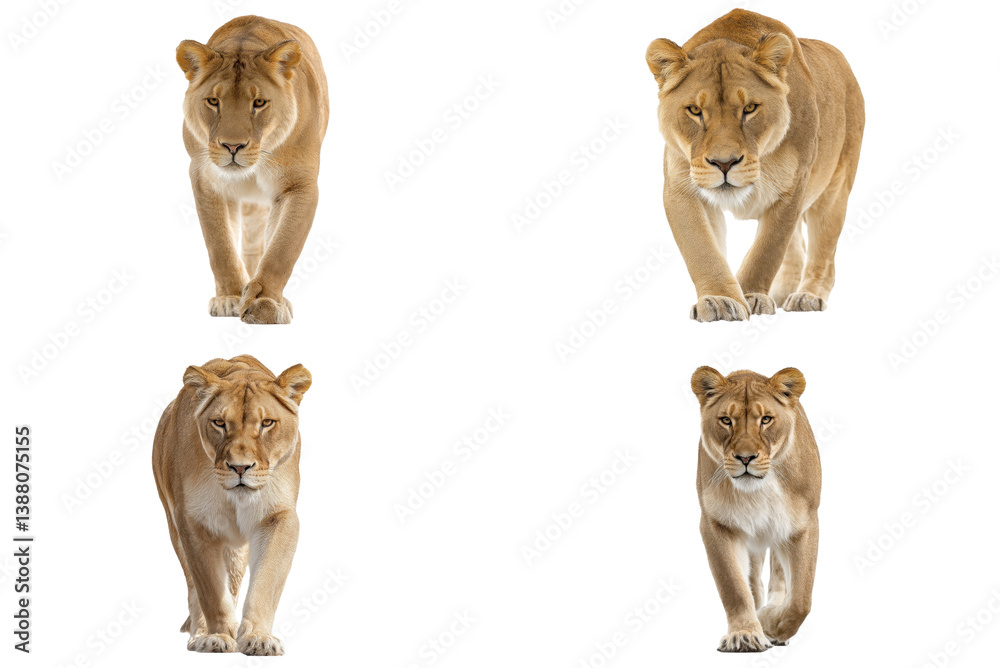 Obraz premium Majestic Lioness Walking Forward