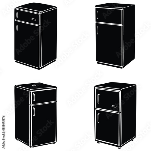 Refrigerator Vector Shilhouette Bundle Set Collection