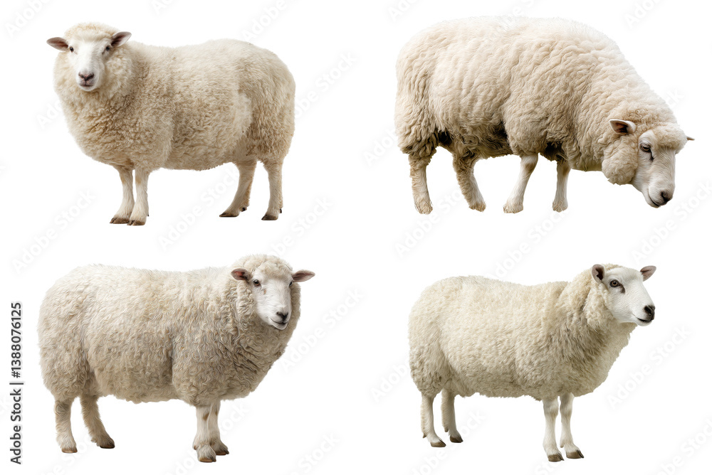 Fototapeta premium White Cheviot Sheep Grazing