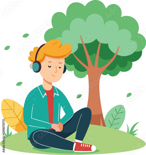 alone-at-the-fresh-air--vector-illustration