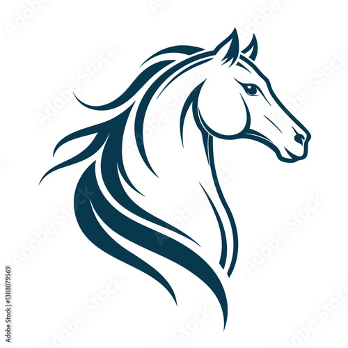 Wallpaper Mural Vector illustration of a horse head silhouette, featuring a wild stallion with flowing mane, symbolizing speed and nature Torontodigital.ca