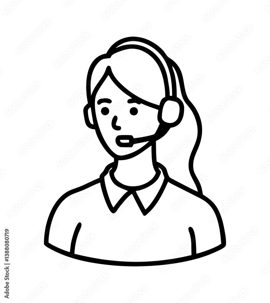 simple minimalist woman with headphones and microphone simple minimalist woman with headphones and microphone