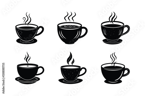 cup tea coffee moment vector art silhouette