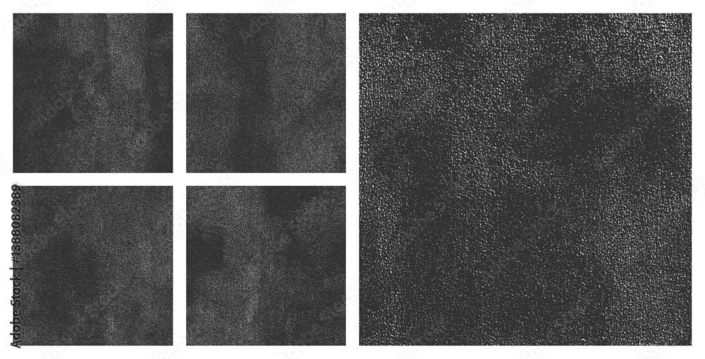 Assorted Various Fine Grain Vintage Seamless Textures Set Vector Abstract Backgrounds. Varied Overlay Noise Texture Clip Art Collection Boundless Grainy Patterns. Rough Textured Vintage Worn Surfaces