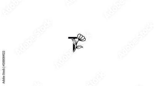Line Art Letters. Continuous one line drawing with flower lines Vector illustration. looping video