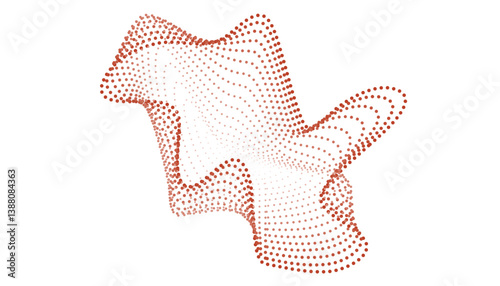 3D brown dot mesh wave structure on white background