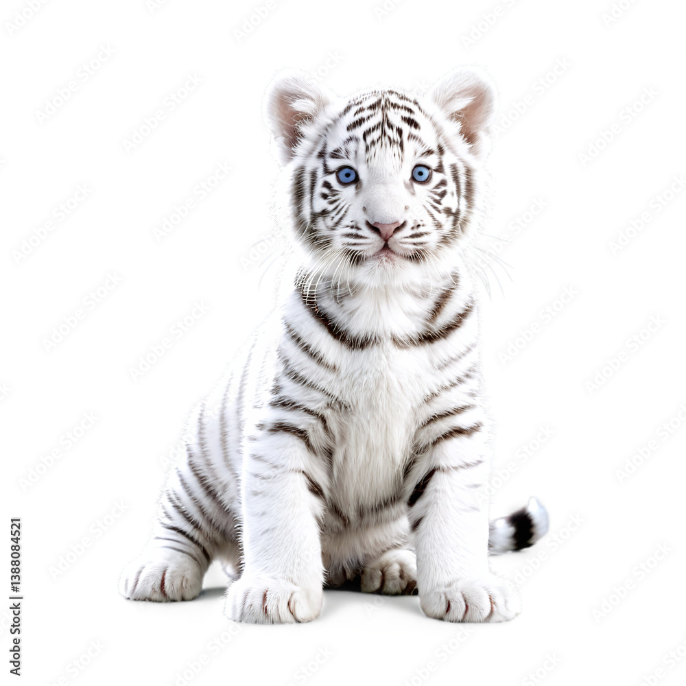 Fototapeta premium white tiger kitten isolated on transparent background