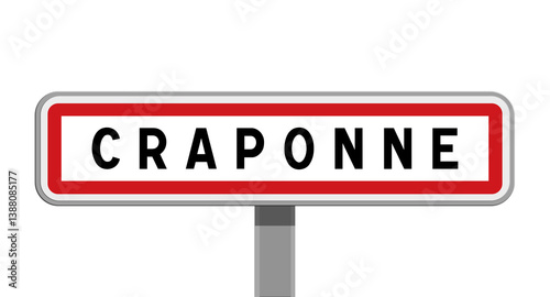 Fotografie Panneau sur poteau central de ville de Craponne, Rhône