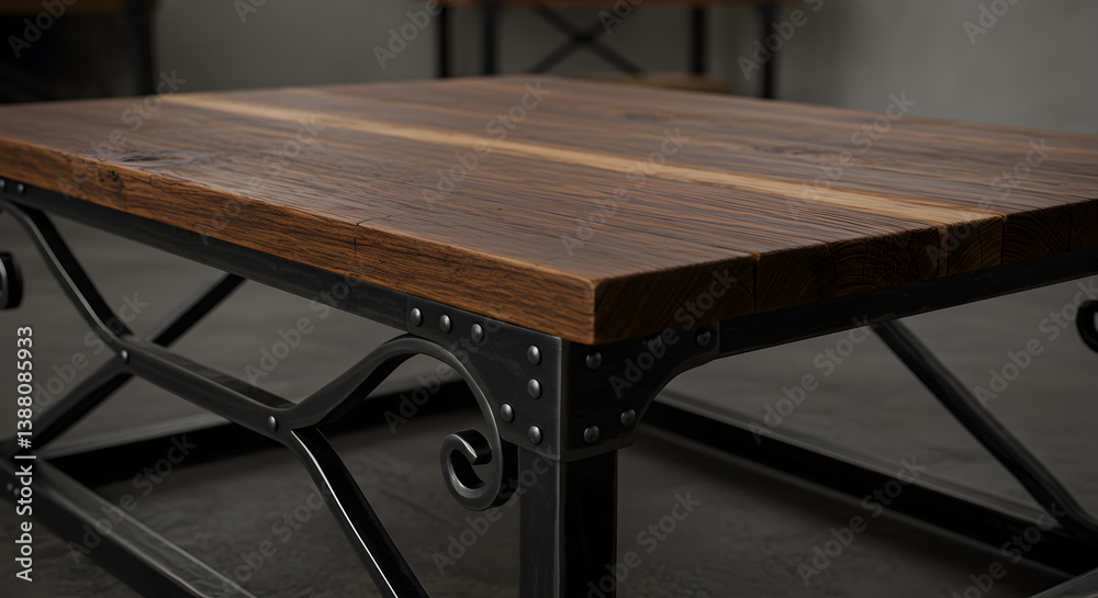 Rustic Wood And Metal Coffee Table With Industrial Design Aesthetic Rustic Wood And Metal Coffee Table With Industrial Design Aesthetic