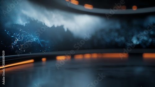 Futuristic digital backdrop with glowing blue and orange elements, creating a modern and dynamic atmosphere.