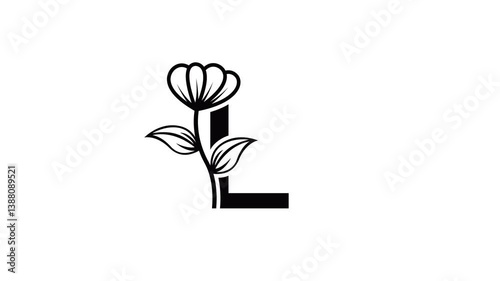 Line Art Letters. Continuous one line drawing with flower lines Vector illustration. looping video