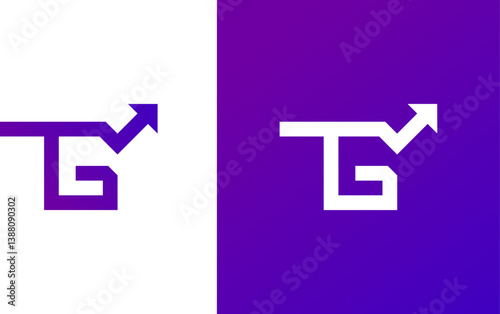 TG Letter Logo with business growth arrow  icon – Modern Monogram for Business Growth and Branding