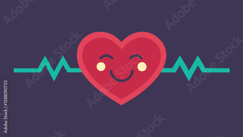 Heartbeat Wave A heart rate monitor showing a heartbeat waveform that transitions between different emotion icons like happiness surprise anger to signify emotional fluctuations.