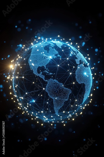 Wallpaper Mural Digital Earth with Global Network Connections and Data Points in Space Torontodigital.ca