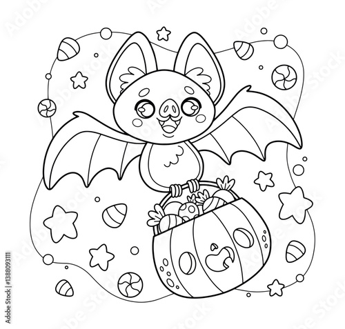 Halloween celebration coloring page illustration
