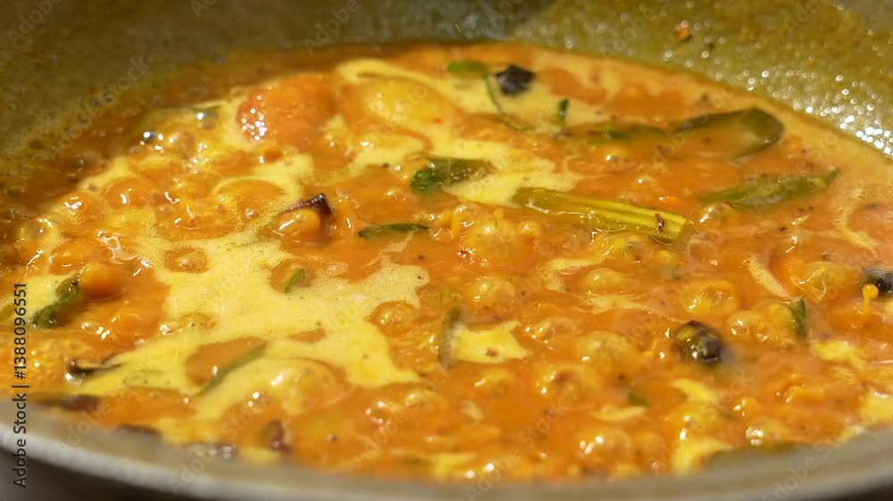 4K Close-Up Video of Sambar Boiling | Authentic South Indian Curry Cooking Visuals 4K Close-Up Video of Sambar Boiling | Authentic South Indian Curry Cooking Visuals