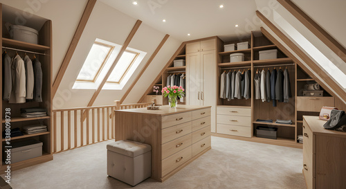 Attic Closet Conversion with Slanted Ceilings and Under Eaves Storage