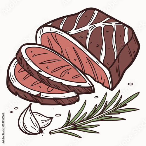 Illustration of Meat Cuts – EPS File for Butcher Shops & BBQ Branding.