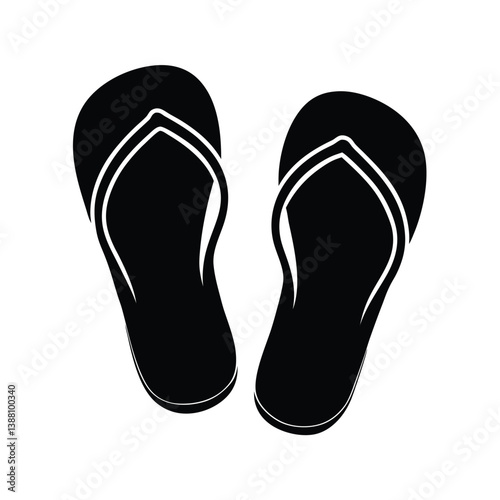 Flip flops (slippers) Isolated Black Vector Silhouette Illustration With White Background