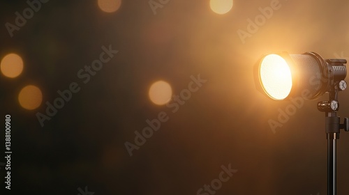 A brightly lit spotlight shines against a blurred backdrop, creating a warm and inviting atmosphere.
