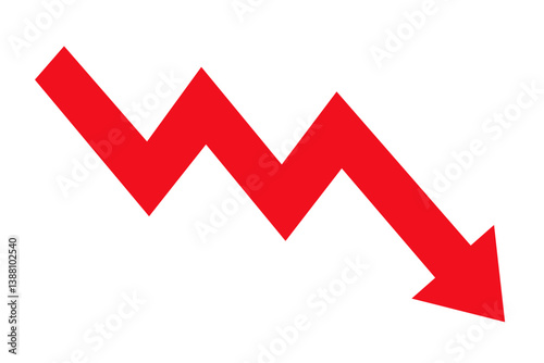 Drop arrow crisis business market. Economy financial crash concept. Economy crisis recession. Economic decline. Stock exchange crisis. Red market price share market bearish