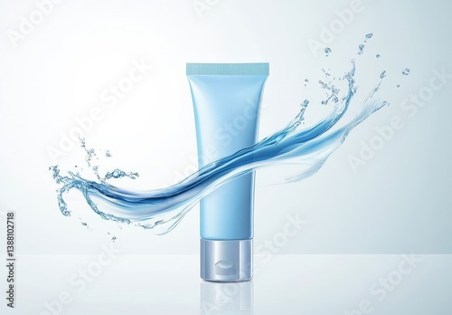 Refreshing Hydration A Visual Representation of a Premium, Water-Based Skin Care Cream in a Stylish, Modern Tube