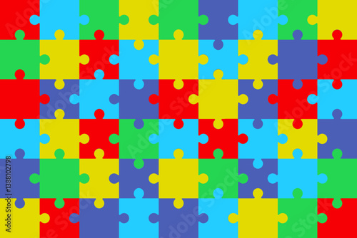 World autism awareness day. Colorful puzzles vector background