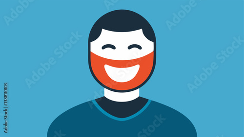 Masked Emotion A man wearing a mask that displays a smile while underneath he has visible signs of distress. This represents the pressure to appear strong and happy despite inner