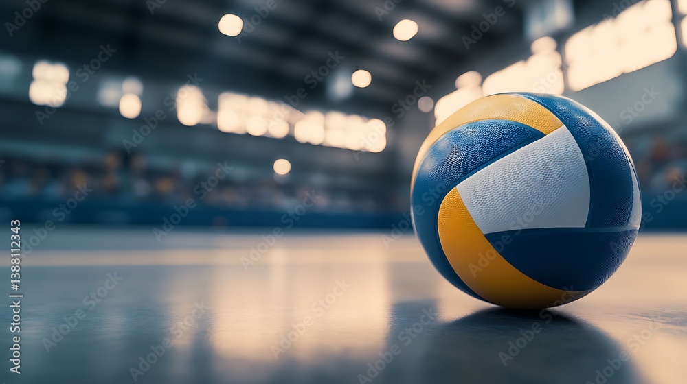 Colorful volleyball resting polished surface images Colorful volleyball resting polished surface images