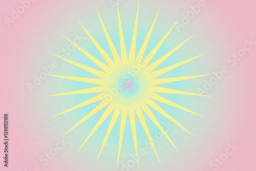 Summer sun background. Digital grainy gradient texture. Pink, blue, yellow neon color