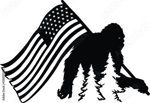 Bigfoot American Flag Svg, Big Foot Svg files  