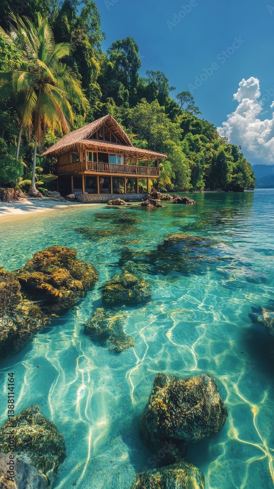 Stunning Waterfront Villa Perched on Cliffs Above Crystal Clear Waters in a Serene Tropical Paradise