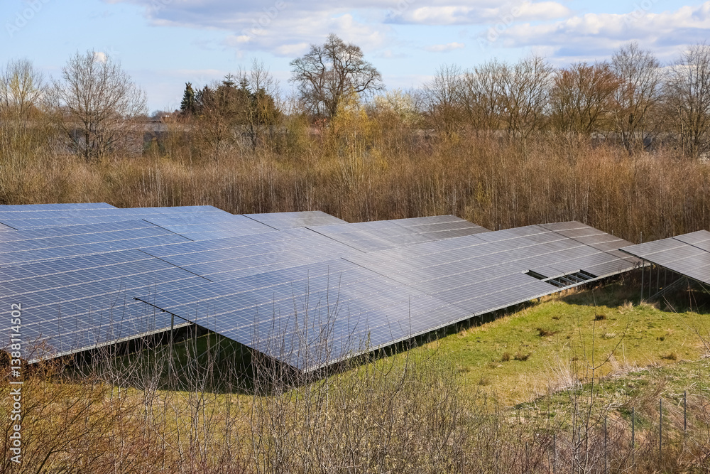 Solar panels providing sustainable energy in a rural landscape Solar panels providing sustainable energy in a rural landscape