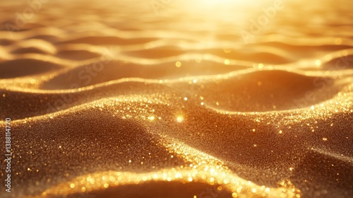 Fototapeta Naklejka Na Ścianę i Meble -  Sparkling golden sand dunes under bright sun