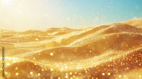 Fototapeta Naklejka Na Ścianę i Meble -  Sparkling golden sand dunes under bright sun