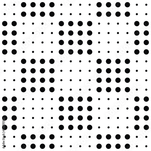 Seamless pattern with tiny dots in square grid, Black dot on White background
