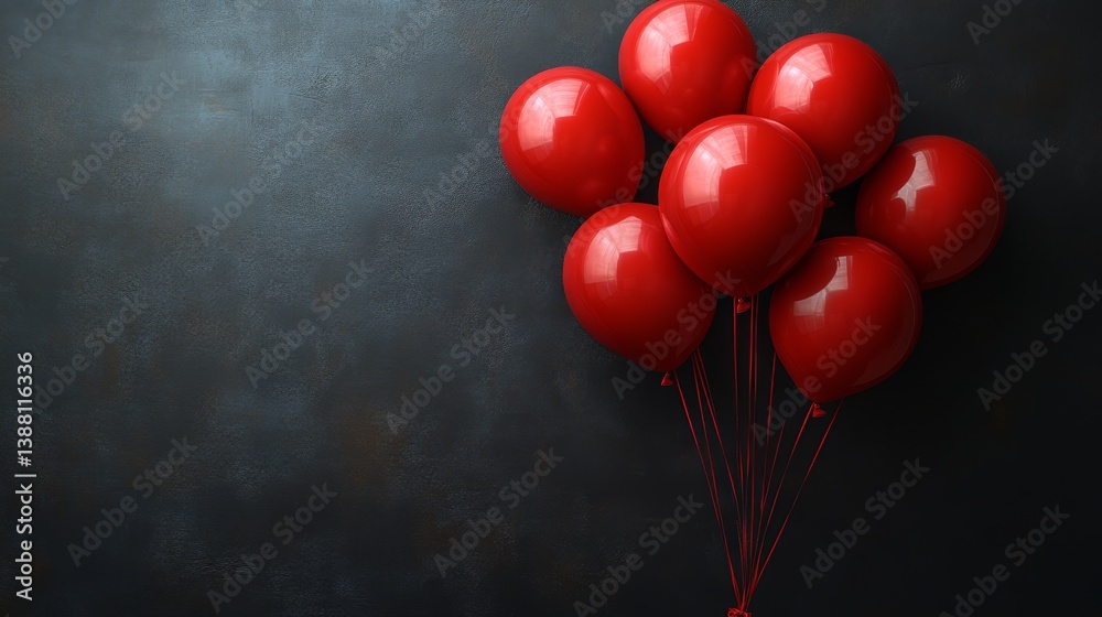Red Balloons Floating Against a Dark Background Creating a Vibrant Contrast at a Festive Occasion