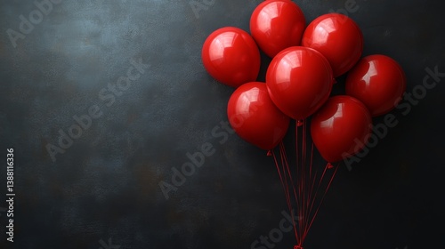Obraz na płótnie Red Balloons Floating Against a Dark Background Creating a Vibrant Contrast at a Festive Occasion w salonie