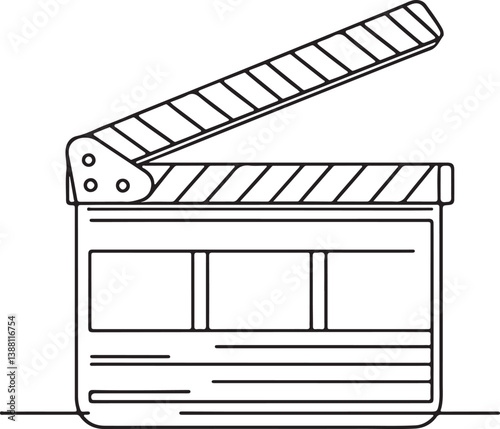Old Classic Movie Board Clapper - Line Vector Illustration
