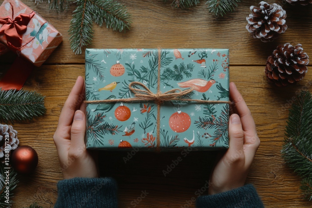 Gift Wrapping Activity in a Cozy Setting During the Holiday Season