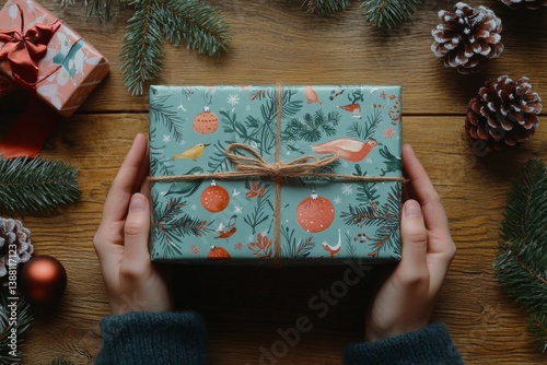 Gift Wrapping Activity in a Cozy Setting During the Holiday Season